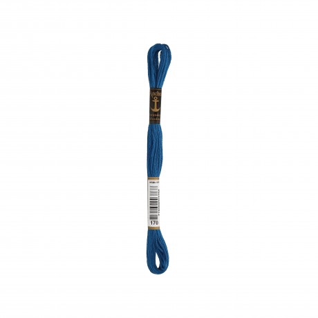 Meada de linha de bordar Anchor Stranded Cotton, filosele cor 170 azul